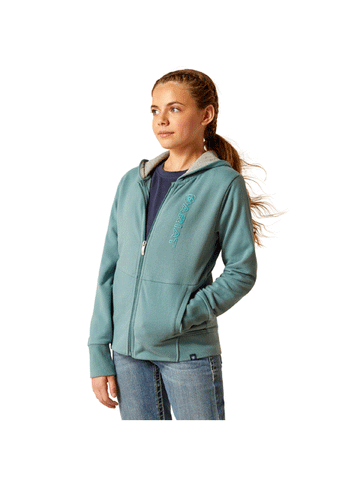 Ariat Youth Team Logo Hood Zip Through Sweat